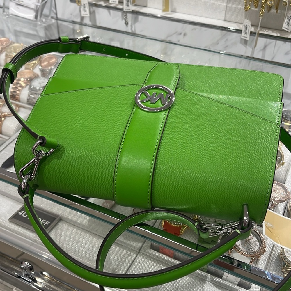 Michael Kors Greenwich Medium Saffiano Leather Satchel Crossbody Shoulder Bag - Picture 5 of 16